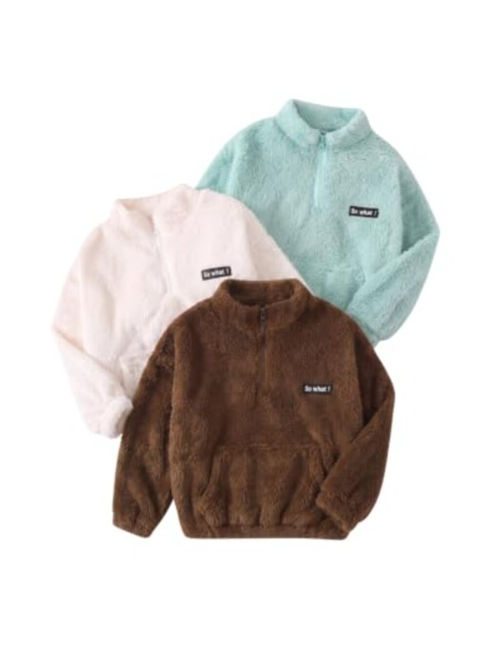 Girls Fleece Quarter-Zip Pullover Sweatshirt Fuzzy Jacket